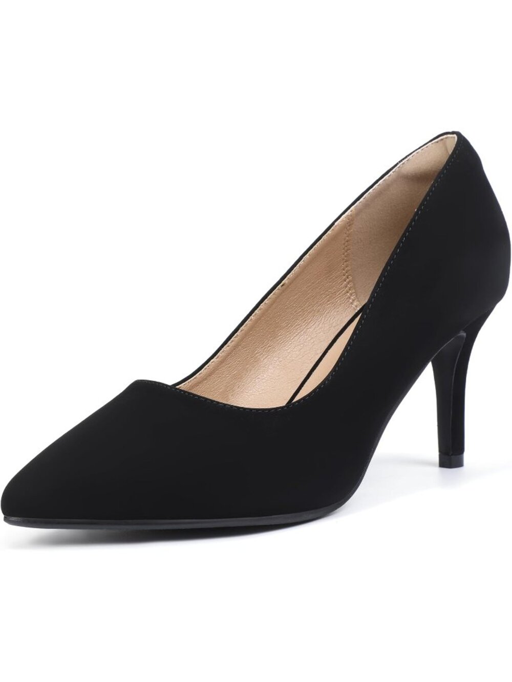 Womens Black Manmade Material High Closed Toe Heels Pointed Stiletto Pumps